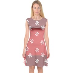 Seed Life Seamless Remix Flower Floral Red White Capsleeve Midi Dress