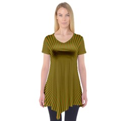 Stripy Starburst Effect Light Orange Green Line Short Sleeve Tunic  by Mariart