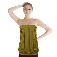 Stripy Starburst Effect Light Orange Green Line Strapless Top by Mariart