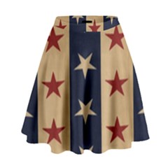 Stars Stripes Grey Blue High Waist Skirt by Mariart