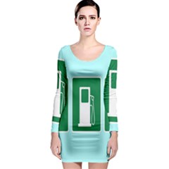 Traffic Signs Hospitals, Airplanes, Petrol Stations Long Sleeve Bodycon Dress