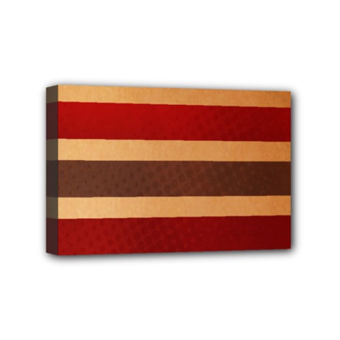 Vintage Striped Polka Dot Red Brown Mini Canvas 6  X 4  by Mariart