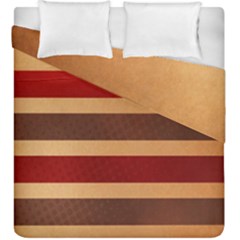 Vintage Striped Polka Dot Red Brown Duvet Cover Double Side (king Size) by Mariart