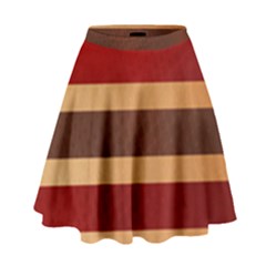 Vintage Striped Polka Dot Red Brown High Waist Skirt by Mariart