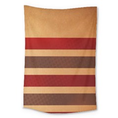 Vintage Striped Polka Dot Red Brown Large Tapestry