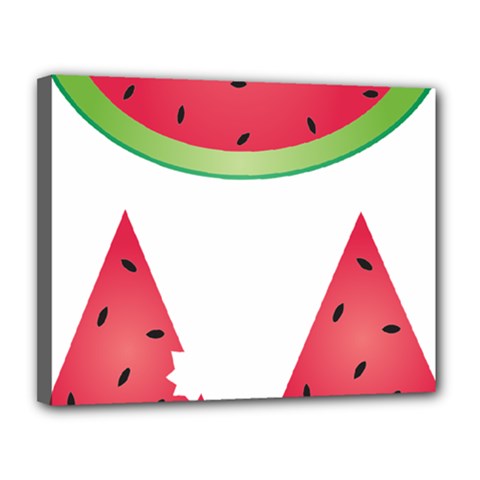 Watermelon Slice Red Green Fruite Canvas 14  X 11 