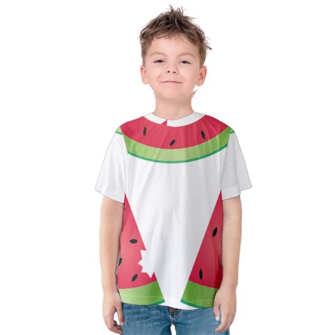 Watermelon Slice Red Green Fruite Kids  Cotton Tee by Mariart
