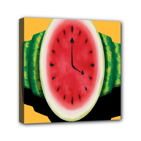 Watermelon Slice Red Orange Green Black Fruite Time Mini Canvas 6  X 6 