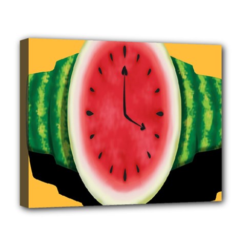 Watermelon Slice Red Orange Green Black Fruite Time Deluxe Canvas 20  X 16   by Mariart