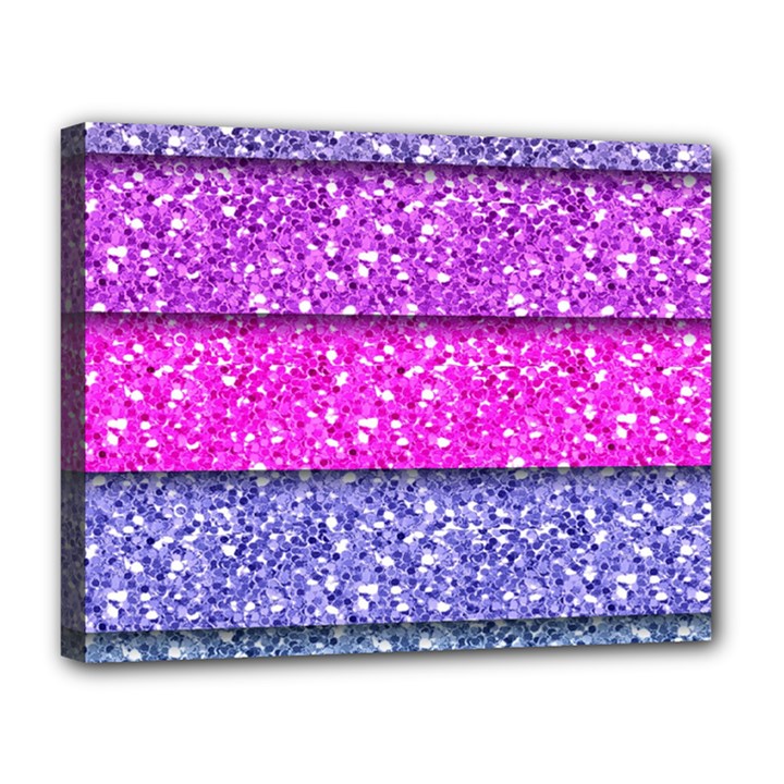 Violet Girly Glitter Pink Blue Canvas 14  x 11 