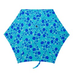 Vertical Floral Rose Flower Blue Mini Folding Umbrellas