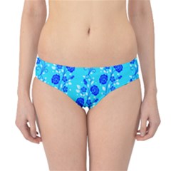 Vertical Floral Rose Flower Blue Hipster Bikini Bottoms