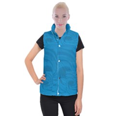 Whirlpool Hole Wave Blue Waves Sea Women s Button Up Puffer Vest