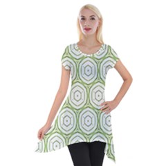 Wood Star Green Circle Short Sleeve Side Drop Tunic by Mariart