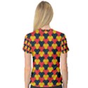 Red blue yellow shapes pattern        Women s V－Neck Sport Mesh Tee View2