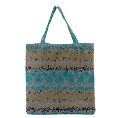 Blue Brown Waves       Grocery Tote Bag by LalyLauraFLM