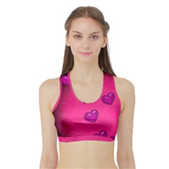 Pink Hearth Background Wallpaper Texture Sports Bra With Border by Nexatart