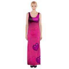 Pink Hearth Background Wallpaper Texture Maxi Thigh Split Dress