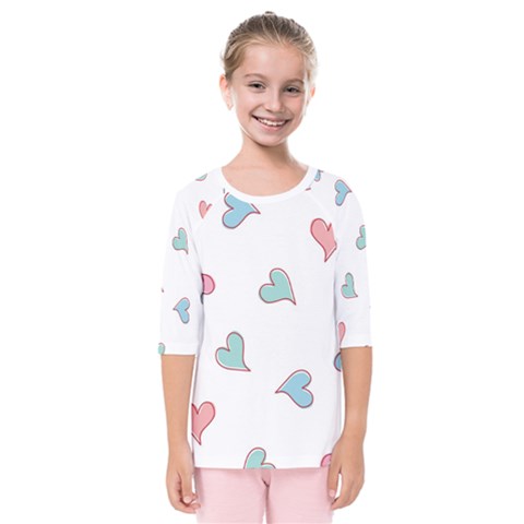 Colorful Random Hearts Kids  Quarter Sleeve Raglan Tee by Nexatart