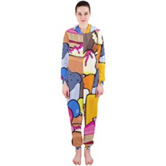 Sweet Stuff Digitally Food Hooded Jumpsuit (ladies)  by Nexatart