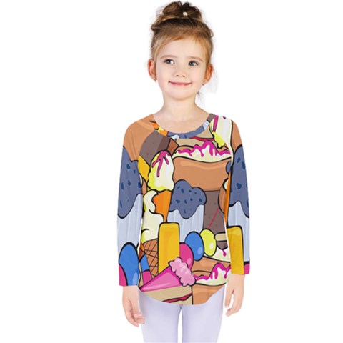 Sweet Stuff Digitally Food Kids  Long Sleeve Tee by Nexatart