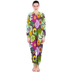 Floral Seamless Pattern Vector Onepiece Jumpsuit (ladies) 