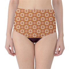 Floral Seamless Pattern Vector High-Waist Bikini Bottoms