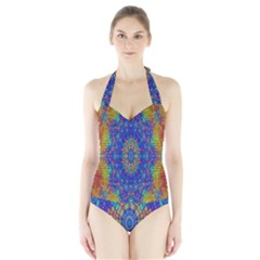 A Creative Colorful Backgroun Halter Swimsuit by Nexatart