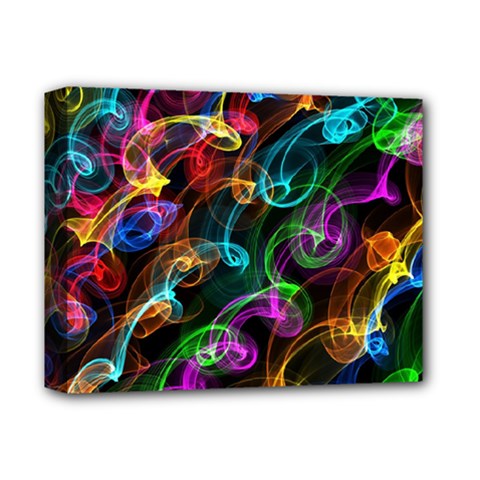 Rainbow Ribbon Swirls Digitally Created Colourful Deluxe Canvas 14  X 11  by Nexatart