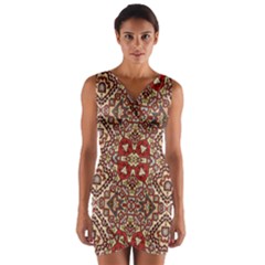 Seamless Pattern Based On Turkish Carpet Pattern Wrap Front Bodycon Dress