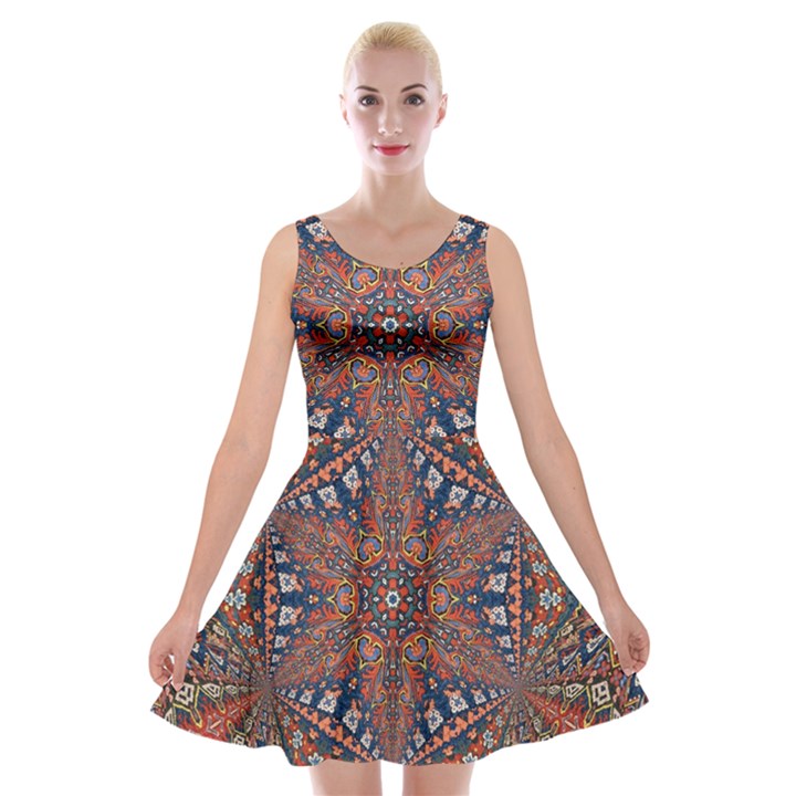 Armenian Carpet In Kaleidoscope Velvet Skater Dress