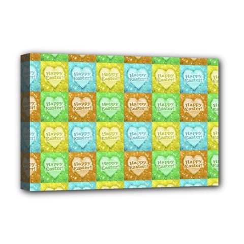Colorful Happy Easter Theme Pattern Deluxe Canvas 18  X 12   by dflcprints