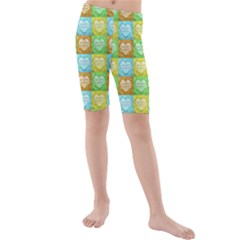 Colorful Happy Easter Theme Pattern Kids  Mid Length Swim Shorts by dflcprintsclothing