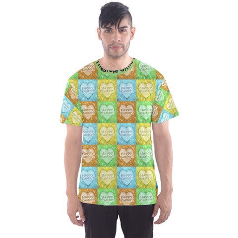 Colorful Happy Easter Theme Pattern Men s Sport Mesh Tee by dflcprintsclothing