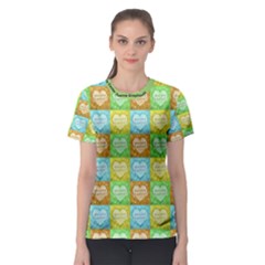 Colorful Happy Easter Theme Pattern Women s Sport Mesh Tee