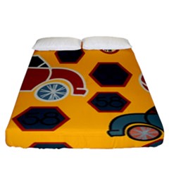 Husbands Cars Autos Pattern On A Yellow Background Fitted Sheet (california King Size)