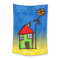 Colorful Illustration Of A Doodle House Small Tapestry by Nexatart