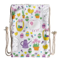Cute Easter Pattern Drawstring Bag (large) by Valentinaart