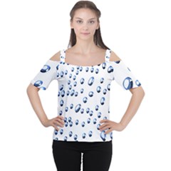 Water Drops On White Background Women s Cutout Shoulder Tee