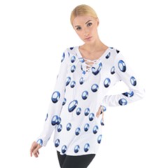 Water Drops On White Background Women s Tie Up Tee by Nexatart