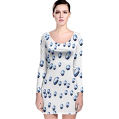 Water Drops On White Background Long Sleeve Velvet Bodycon Dress