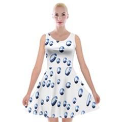 Water Drops On White Background Velvet Skater Dress by Nexatart