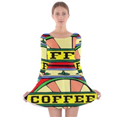 Coffee Tin A Classic Illustration Long Sleeve Velvet Skater Dress by Nexatart