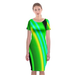 Multi Colorful Radiant Background Classic Short Sleeve Midi Dress