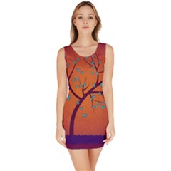 Beautiful Tree Background Sleeveless Bodycon Dress