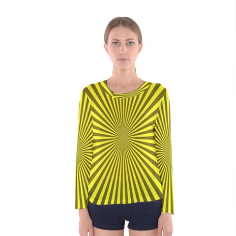 Sunburst Pattern Radial Background Women s Long Sleeve Tee by Nexatart