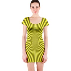 Sunburst Pattern Radial Background Short Sleeve Bodycon Dress by Nexatart