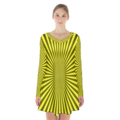 Sunburst Pattern Radial Background Long Sleeve Velvet V-neck Dress by Nexatart