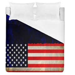 Grunge American Flag Background Duvet Cover (queen Size)