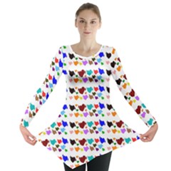 A Creative Colorful Background With Hearts Long Sleeve Tunic  by Nexatart